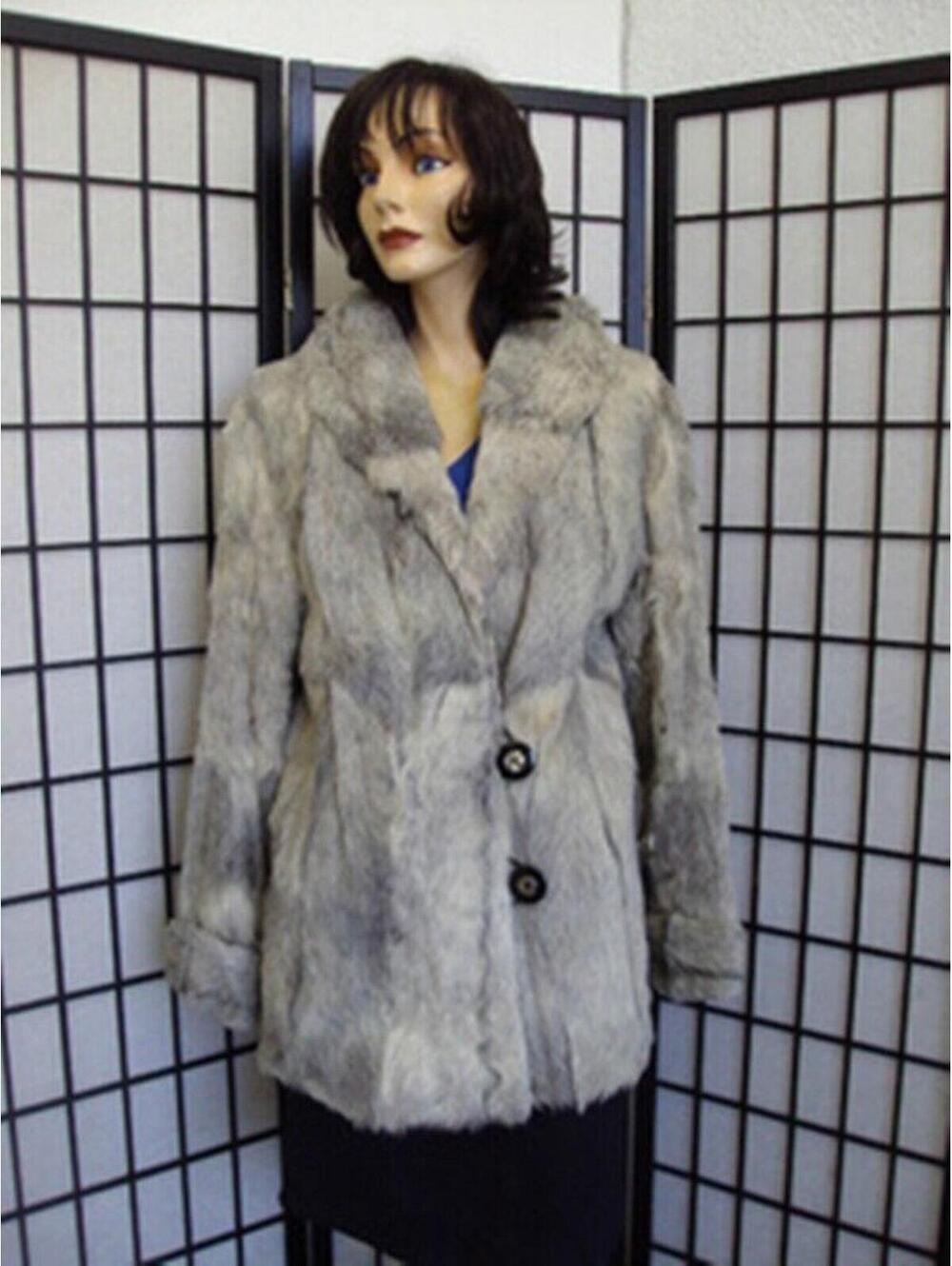 MINT NATURAL GRAY GOAT FUR COAT JACKET WOMEN WOMAN SIZE 8 MEDIUM